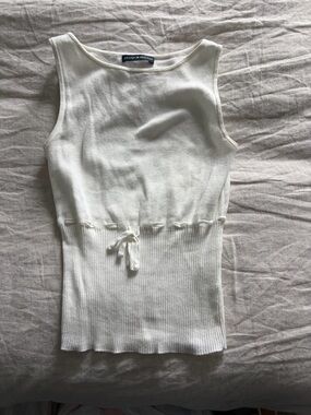 Brandy Melville White Drawstring Ribbed Tank Never Wirn
